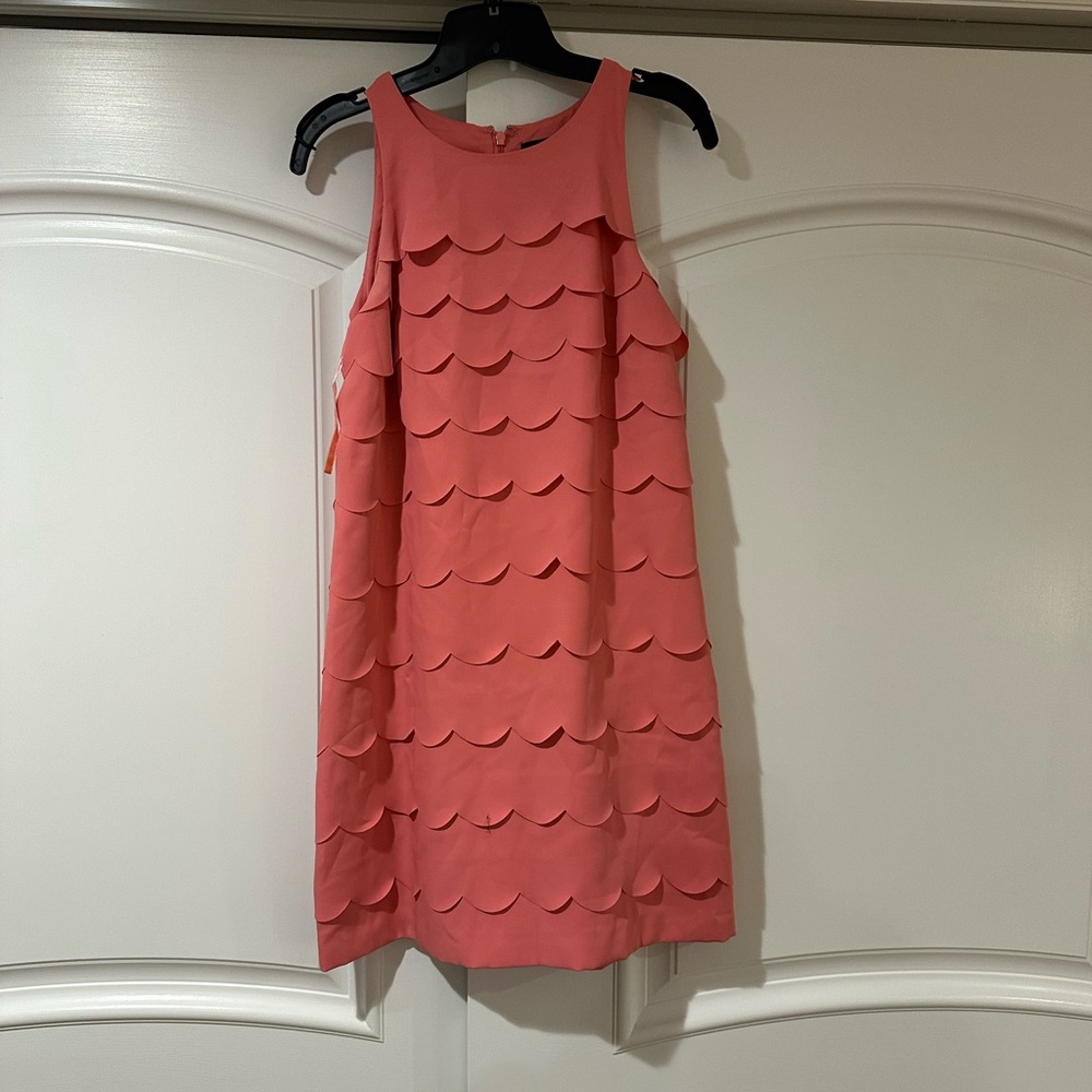 White House Black Market Coral Scallop Tiered Mini Dress